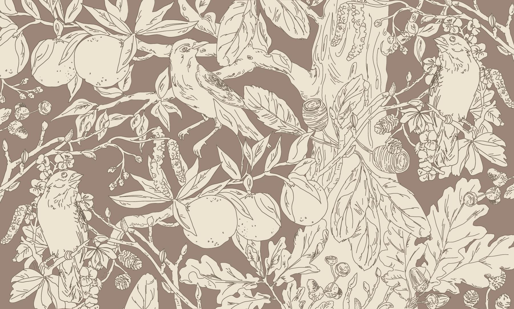 Beige birds roller blinds