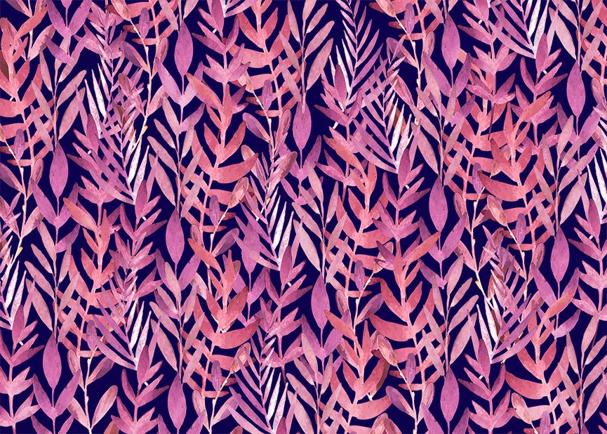 Pink leaves wall murals