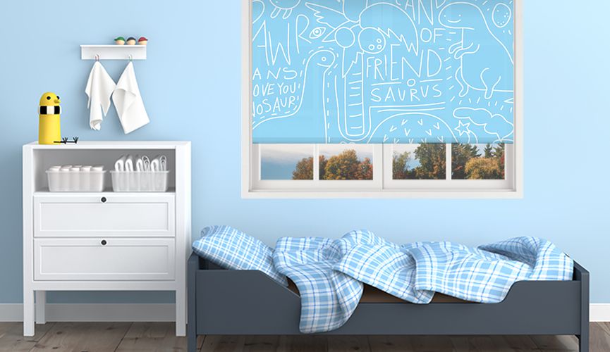 Blue dinosaurs roller blinds