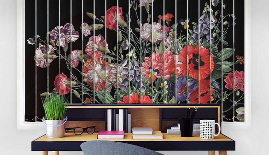 Black flower bouquet II vertical blinds