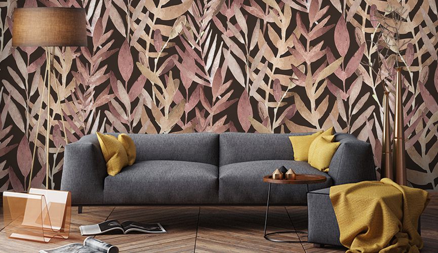 Oversized brown leafs wall murals