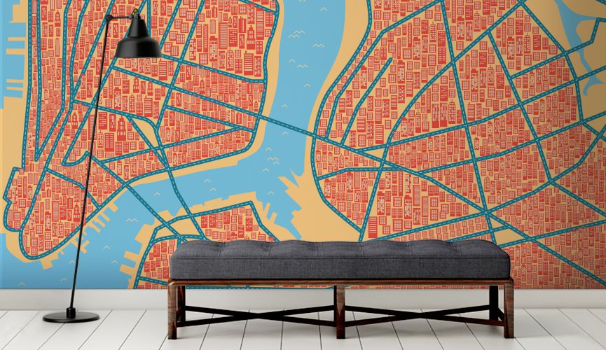 Framed New York City Map Dyptich, Wall Art