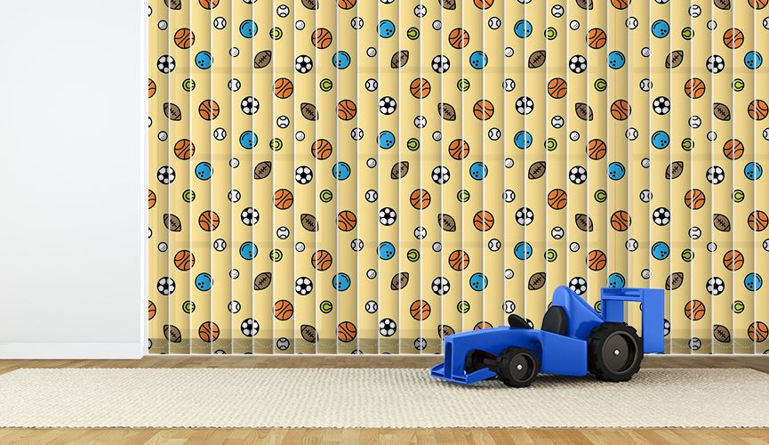 Sports balls yellow vertical blinds