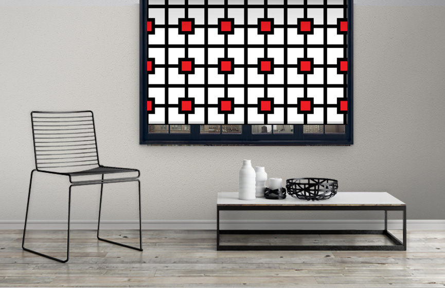 Red squares roller blinds