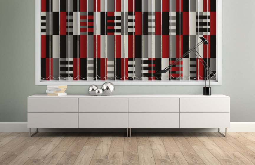 Red stripes weaving vertical blinds