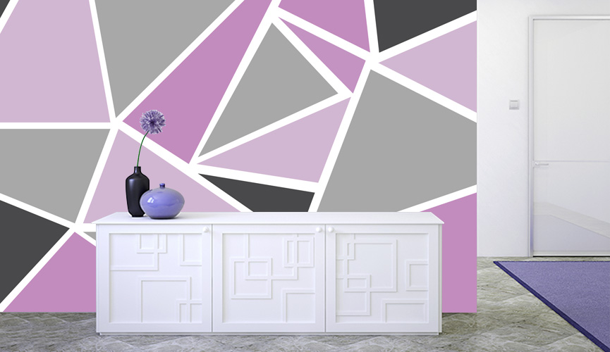 Purple triangles wall murals