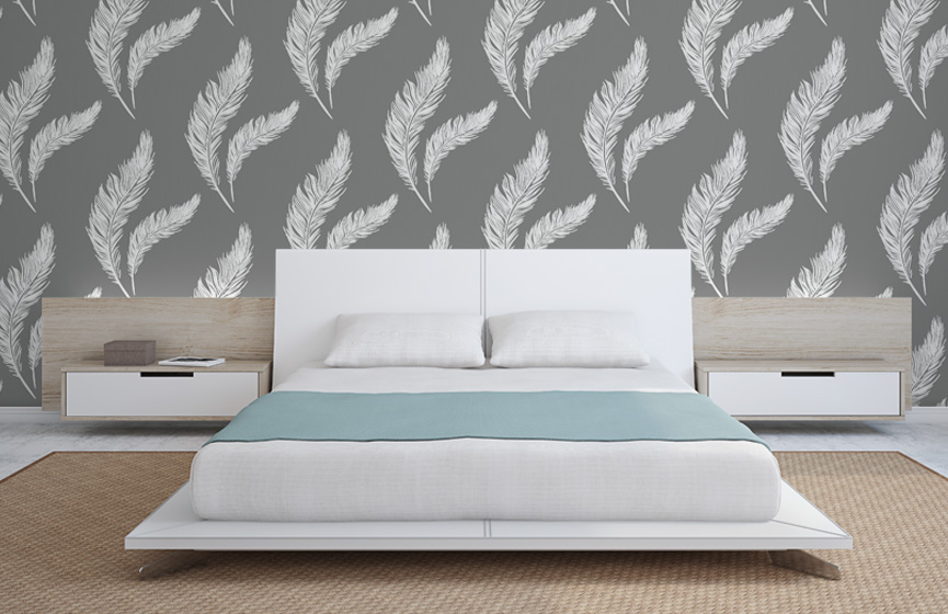 White Feathers wall murals
