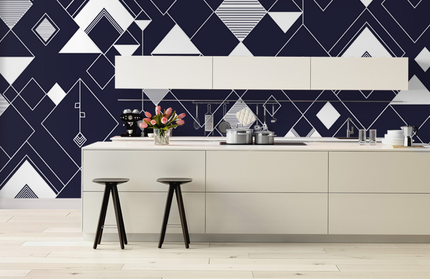 Blue microchip wall murals