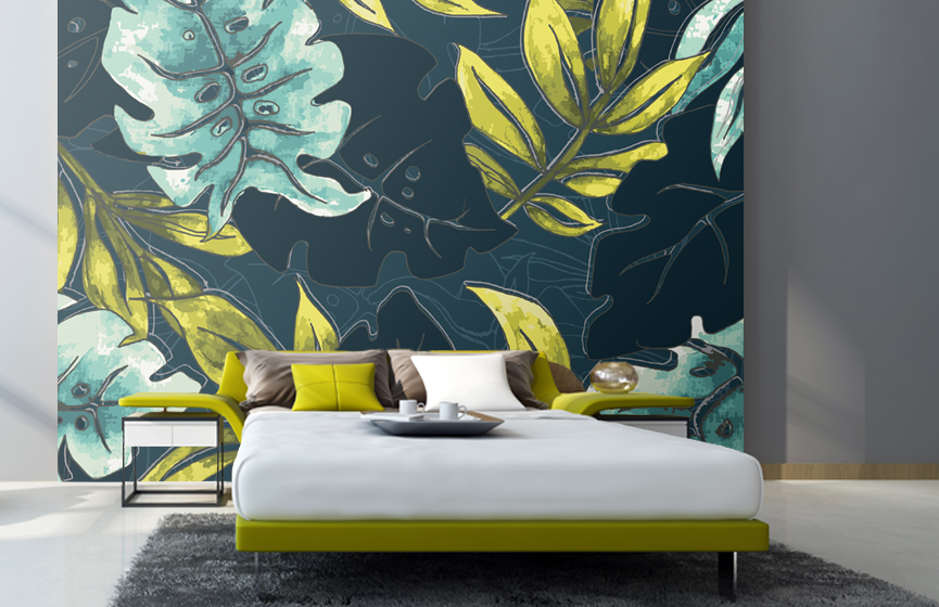 Leafs in darkness wall murals