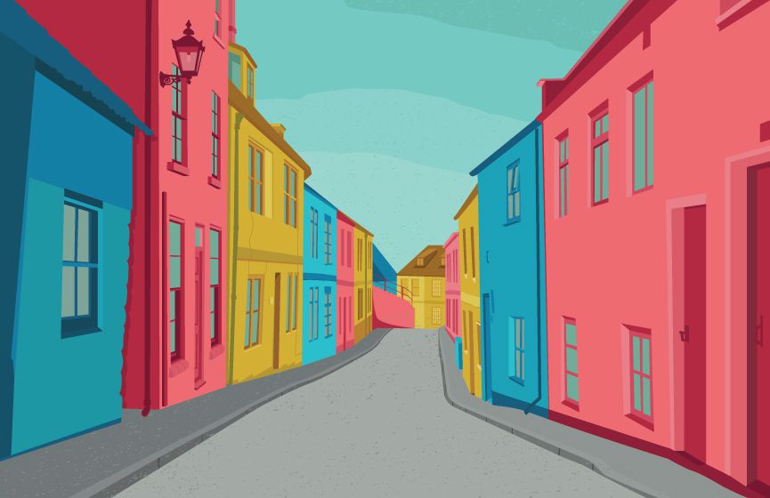 Colourful English street